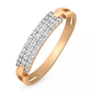 Кольцо с фианитами из красного золота 585 пробы, размер 16.5