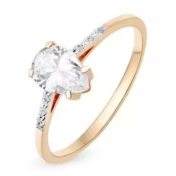 Кольцо с фианитами из красного золота 585 пробы, размер 16.5