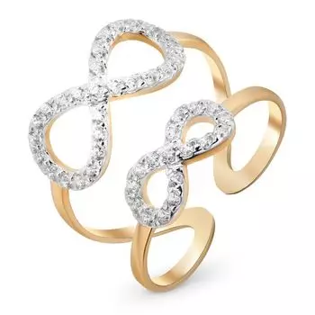 Кольцо с фианитами из красного золота 585 пробы, размер 17