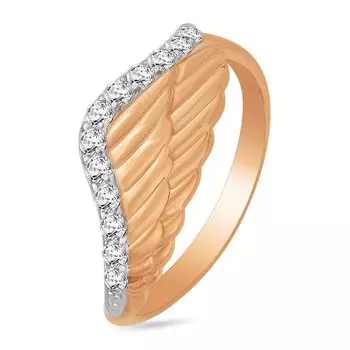 Кольцо с фианитами из красного золота 585 пробы, размер 17