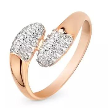 Кольцо с фианитами из красного золота 585 пробы, размер 17