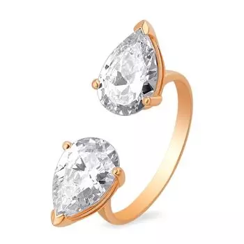 Кольцо с фианитами из красного золота 585 пробы, размер 17