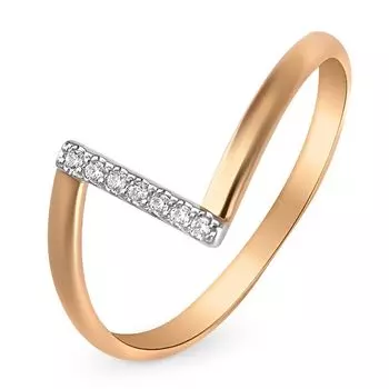 Кольцо с фианитами из красного золота 585 пробы, размер 17