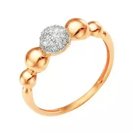 Кольцо с фианитами из красного золота 585 пробы, размер 17