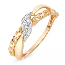 Кольцо с фианитами из красного золота 585 пробы, размер 17