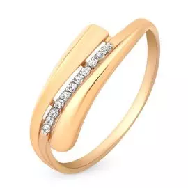 Кольцо с фианитами из красного золота 585 пробы, размер 17