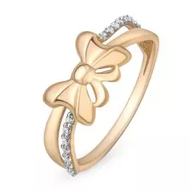 Кольцо с фианитами из красного золота 585 пробы, размер 17