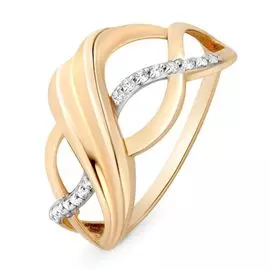 Кольцо с фианитами из красного золота 585 пробы, размер 17