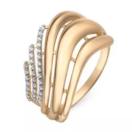 Кольцо с фианитами из красного золота 585 пробы, размер 17