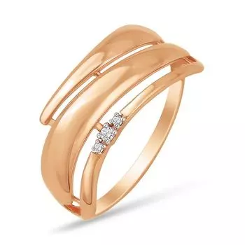 Кольцо с фианитами из красного золота 585 пробы, размер 17.5