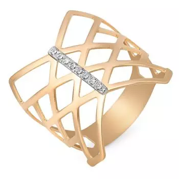 Кольцо с фианитами из красного золота 585 пробы, размер 17.5