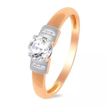 Кольцо с фианитами из красного золота 585 пробы, размер 17.5