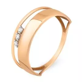 Кольцо с фианитами из красного золота 585 пробы, размер 17.5