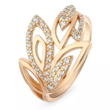 Кольцо с фианитами из красного золота 585 пробы, размер 18