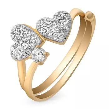 Кольцо с фианитами из красного золота 585 пробы, размер 18