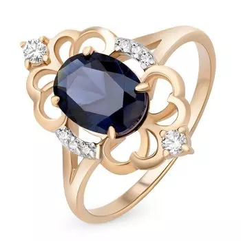 Кольцо с фианитами из красного золота 585 пробы, размер 18