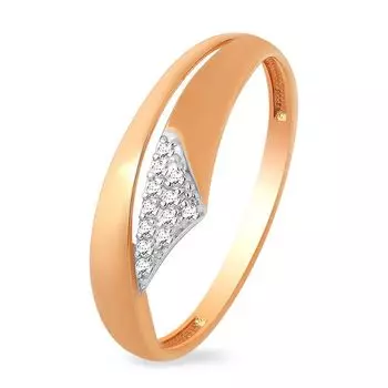 Кольцо с фианитами из красного золота 585 пробы, размер 18