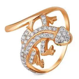 Кольцо с фианитами из красного золота 585 пробы, размер 18