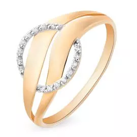 Кольцо с фианитами из красного золота 585 пробы, размер 18.5