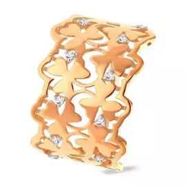 Кольцо с фианитами из красного золота 585 пробы, размер 18.5