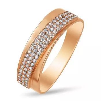 Кольцо с фианитами из красного золота 585 пробы, размер 20