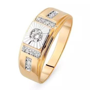 Кольцо с фианитами из красного золота 585 пробы, размер 20