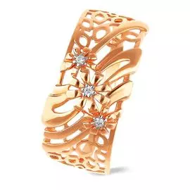 Кольцо с фианитами из красного золота 585 пробы, размер 20