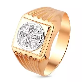 Кольцо с фианитами из красного золота 585 пробы, размер 21