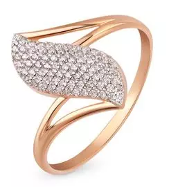 Кольцо с фианитами из красного золота 585 пробы, размер 21