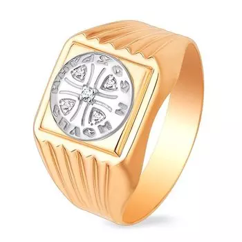 Кольцо с фианитами из красного золота 585 пробы, размер 22.5