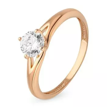 Кольцо с фианитом из красного золота 375 пробы, размер 16