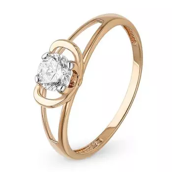 Кольцо с фианитом из красного золота 375 пробы, размер 18.5