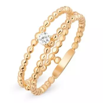 Кольцо с фианитом из красного золота 585 пробы, размер 16.5