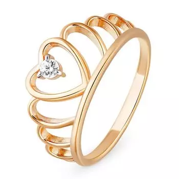 Кольцо с фианитом из красного золота 585 пробы, размер 17