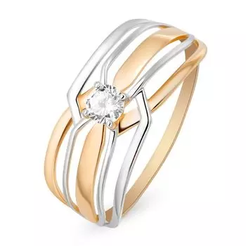 Кольцо с фианитом из красного золота 585 пробы, размер 20