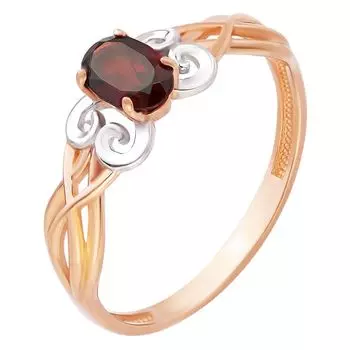 Кольцо с гранатом из красного золота 585 пробы, размер 16