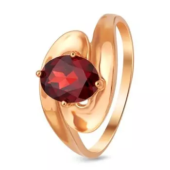 Кольцо с гранатом из красного золота 585 пробы, размер 19.5