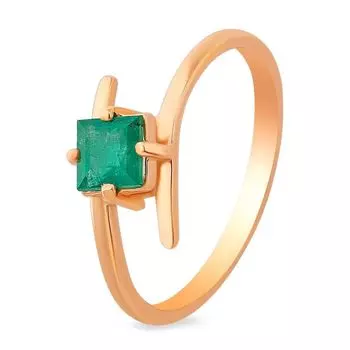 Кольцо с изумрудом из красного золота 585 пробы, размер 15.5