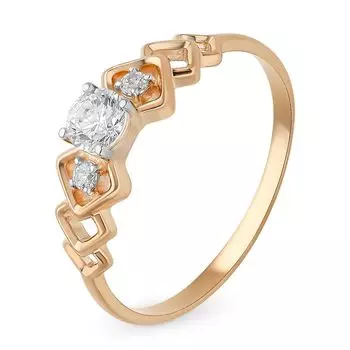 Кольцо с кристаллами cваровски из красного золота 375 пробы, размер 17