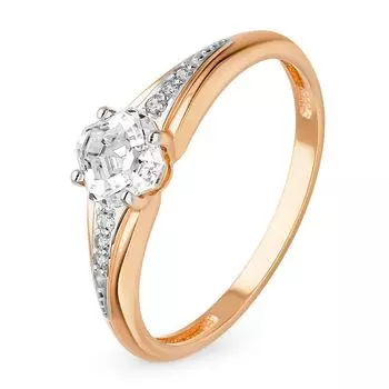 Кольцо с кристаллами cваровски из красного золота 375 пробы, размер 17.5