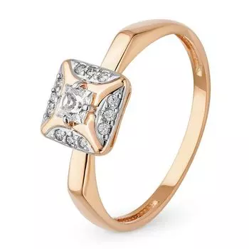 Кольцо с кристаллами cваровски из красного золота 375 пробы, размер 17.5