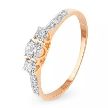 Кольцо с кристаллами cваровски из красного золота 375 пробы, размер 19