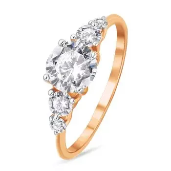 Кольцо с кристаллами cваровски из красного золота 585 пробы, размер 16