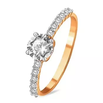 Кольцо с кристаллами cваровски из красного золота 585 пробы, размер 16