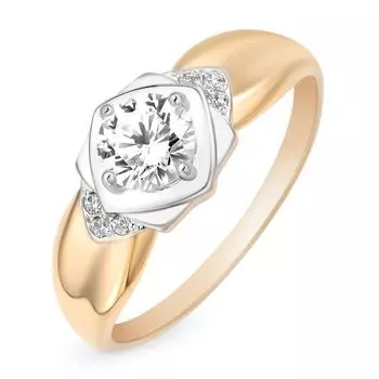 Кольцо с кристаллами cваровски из красного золота 585 пробы, размер 16.5