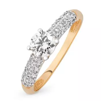 Кольцо с кристаллами cваровски из красного золота 585 пробы, размер 16.5