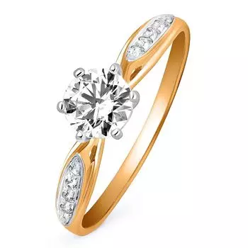 Кольцо с кристаллами cваровски из красного золота 585 пробы, размер 17