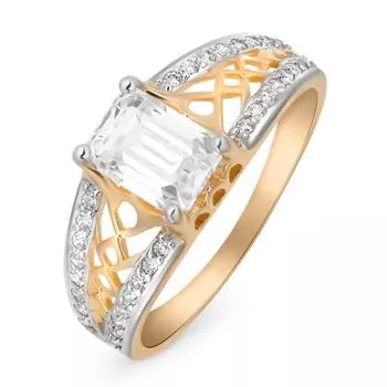 Кольцо с кристаллами cваровски из красного золота 585 пробы, размер 17.5