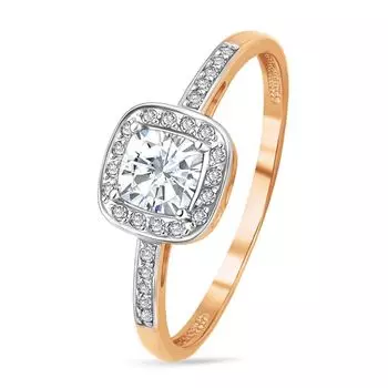 Кольцо с кристаллами cваровски из красного золота 585 пробы, размер 18