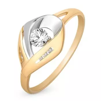 Кольцо с кристаллами cваровски из красного золота 585 пробы, размер 19